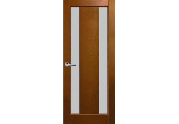 Дверь деревянная межкомнатная из массива ольхи, цвет Светлый орех, Милан, со стеклом